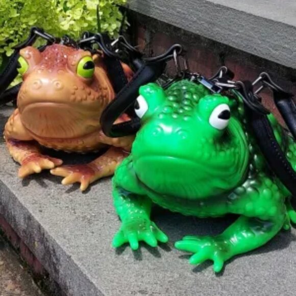 New Tags Genuine Windy Willow Toad Frog Bag Handbag Green Glow Dark Tan Black - Picture 1 of 16